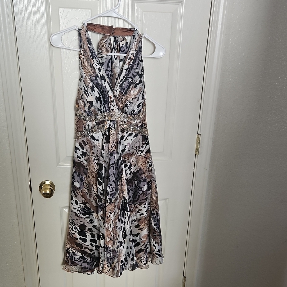 Chic Backless Animal Print Dress